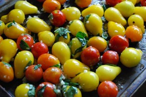 Roasting cherry tomatoes - delicious!