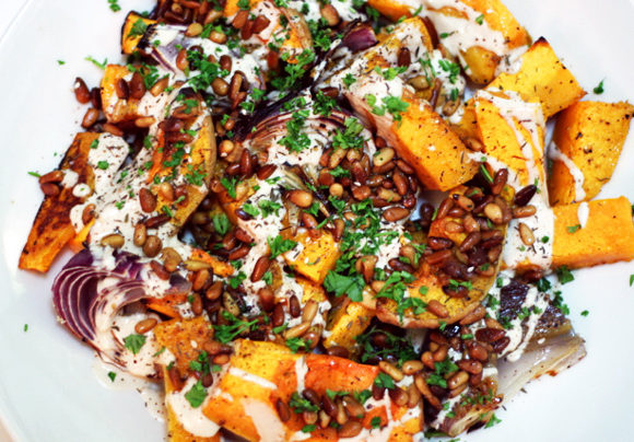 Roasted Butternut Squash and Onion with Tahini
